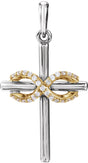 14K White/Yellow .06 CTW Natural Diamond Infinity-Inspired Cross Pendant