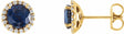 14K Yellow Gold 4 mm Lab-Grown Blue Sapphire & 1/10 CTW Natural Diamond Earrings