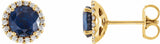 14K Yellow Gold 4 mm Lab-Grown Blue Sapphire & 1/10 CTW Natural Diamond Earrings