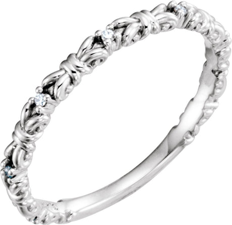 14K White .04 CTW Natural Diamond Stackable Ring