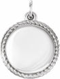 14K White Engravable Round Rope Pendant