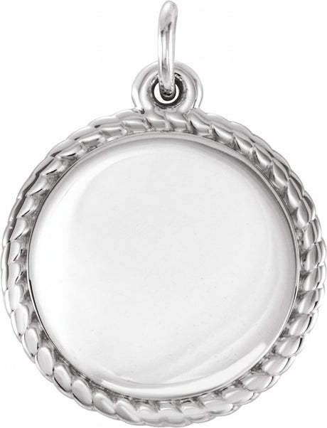 Sterling Silver Engravable Round Rope Pendant