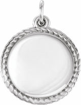 14K White Gold Engravable Round Rope Pendant