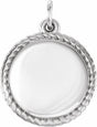 14K White Gold Engravable Round Rope Pendant