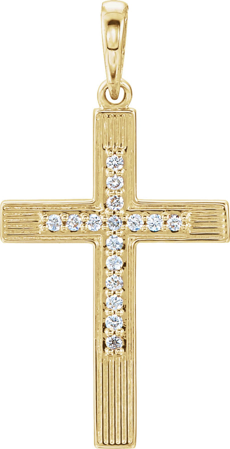 14K Yellow .07 CTW Natural Diamond Cross Pendant