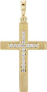 14K Yellow .07 CTW Natural Diamond Cross Pendant