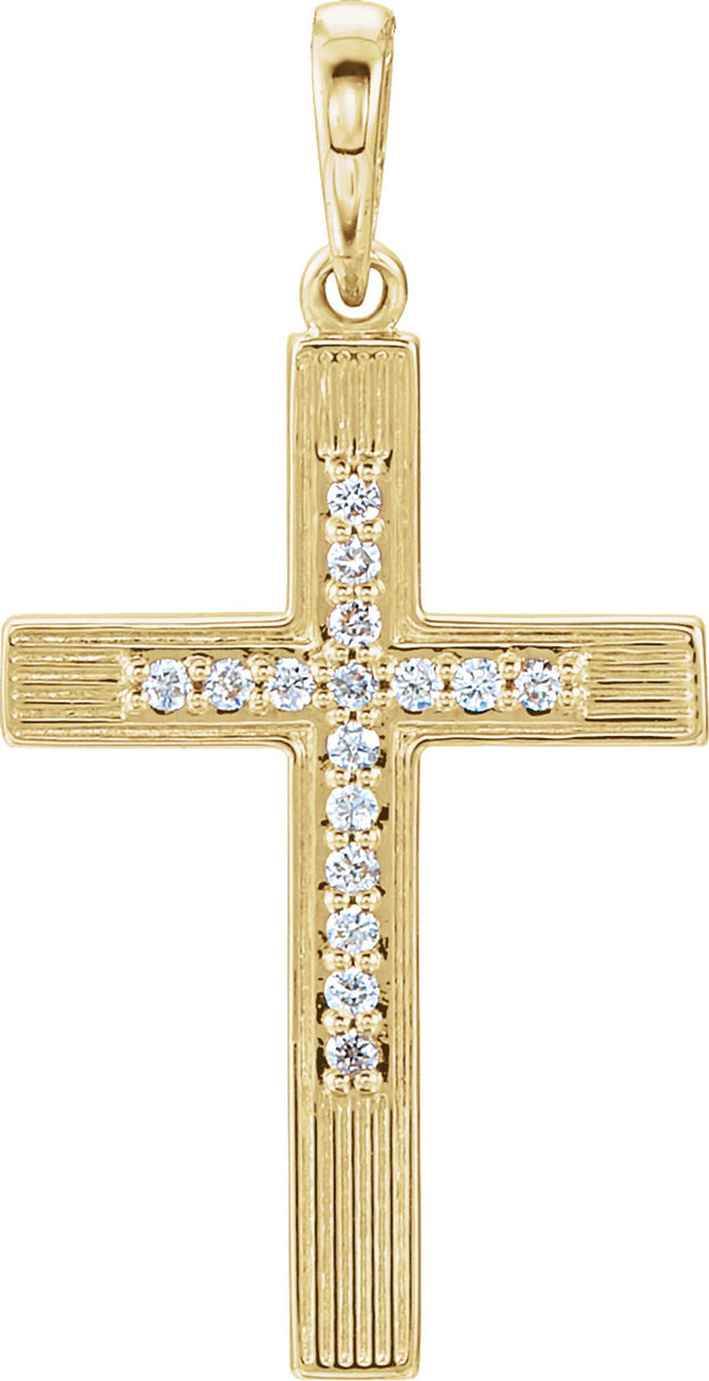 14K Yellow .07 CTW Natural Diamond Cross Pendant