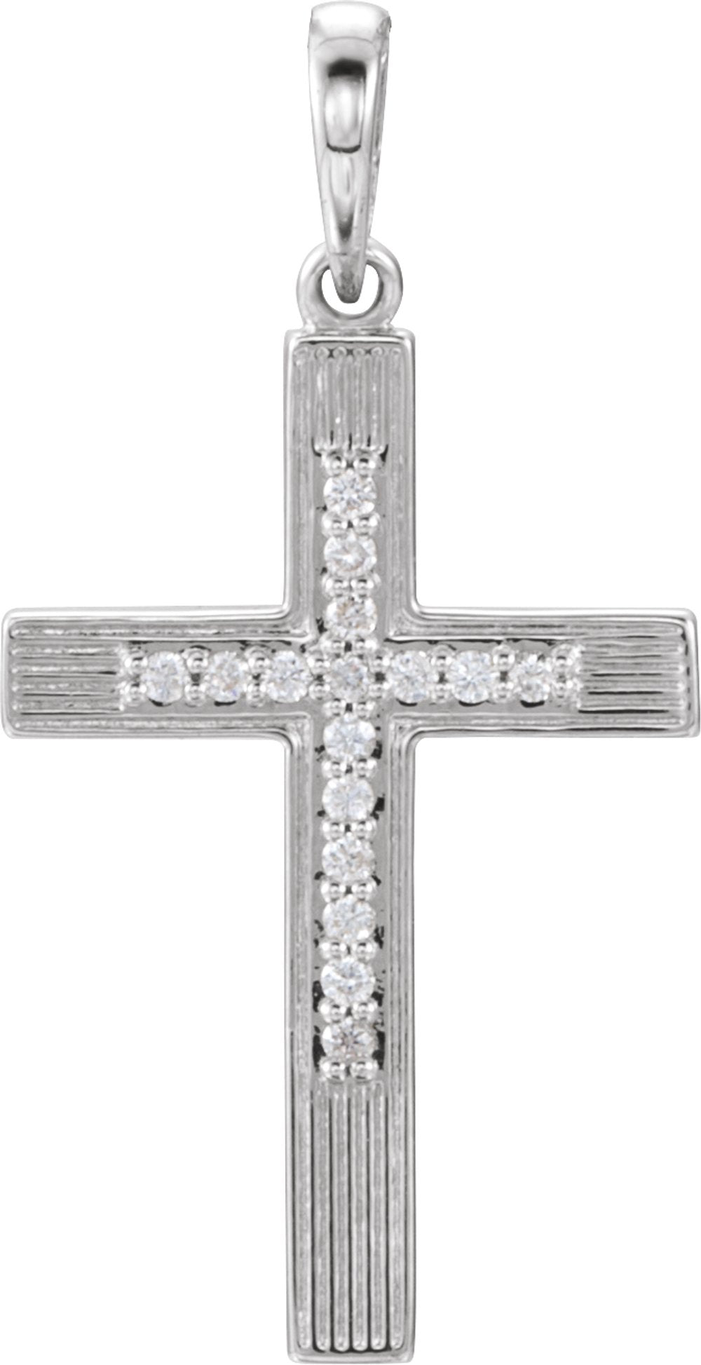 14K White .07 CTW Natural Diamond Cross Pendant