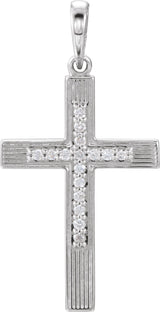 14K White .07 CTW Natural Diamond Cross Pendant