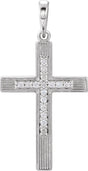 14K White .07 CTW Natural Diamond Cross Pendant