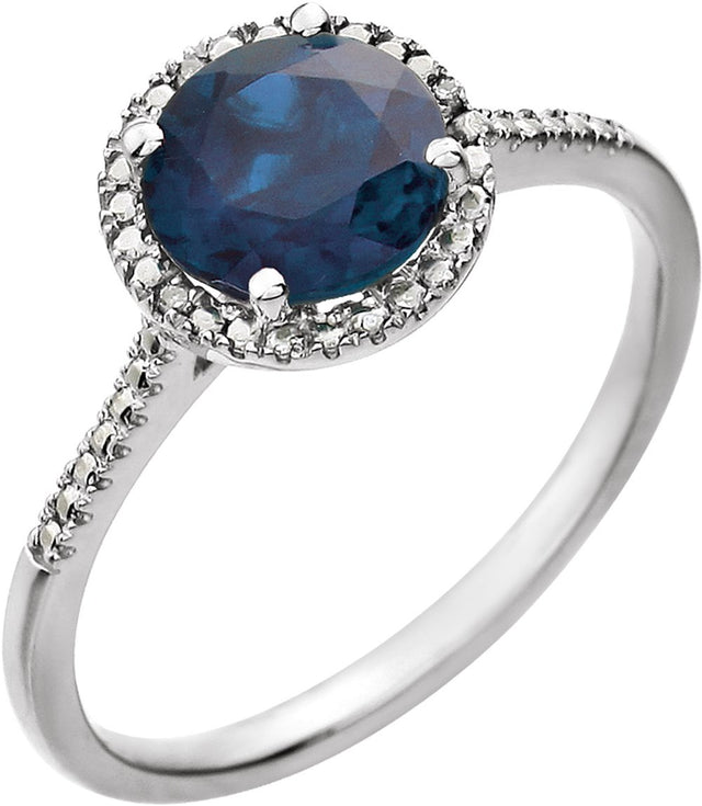 Sterling Silver Lab-Grown Blue Sapphire & .01 CTW Natural Diamond Ring