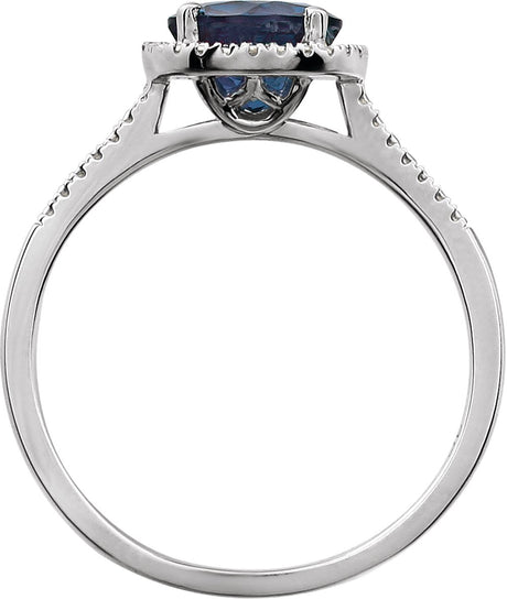 Sterling Silver Lab-Grown Blue Sapphire & .01 CTW Natural Diamond Ring