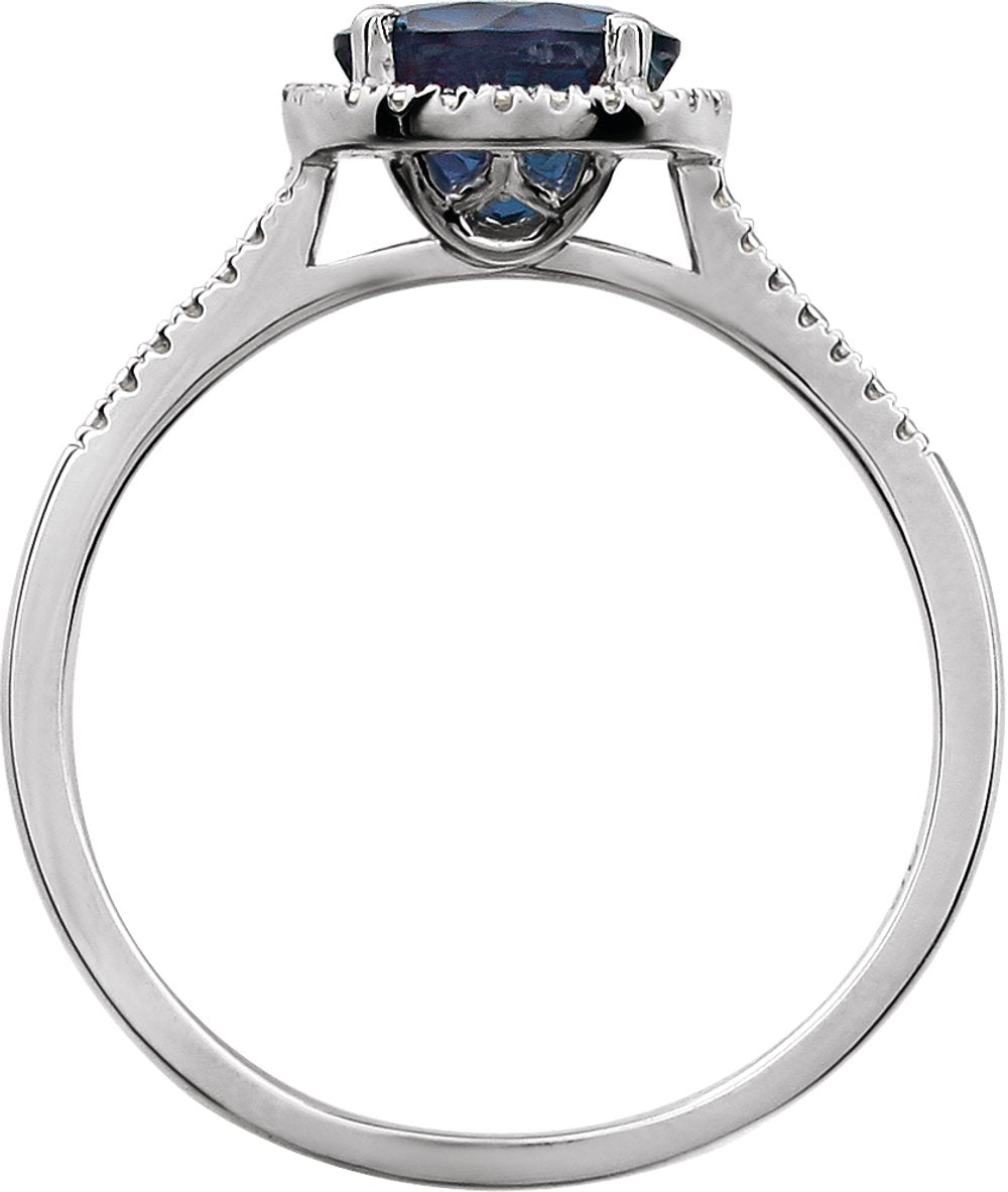 Sterling Silver Lab-Grown Blue Sapphire & .01 CTW Natural Diamond Ring