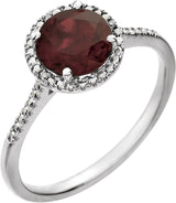 Sterling Silver Natural Mozambique Garnet & .01 CTW Natural Diamond Ring