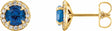 14K Yellow Gold 4 mm Natural Blue Sapphire & 1/10 CTW Natural Diamond Earrings