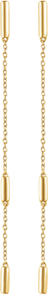 14K Yellow Bar Chain Earrings