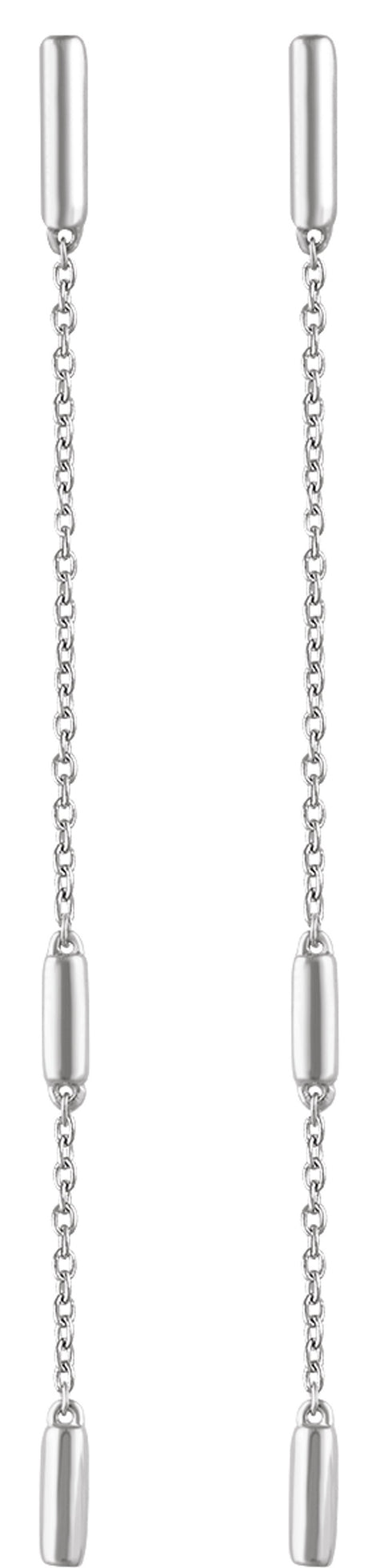 14K White Bar Chain Earrings