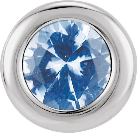 14K White Gold 6 mm Imitation Aquamarine Pendant