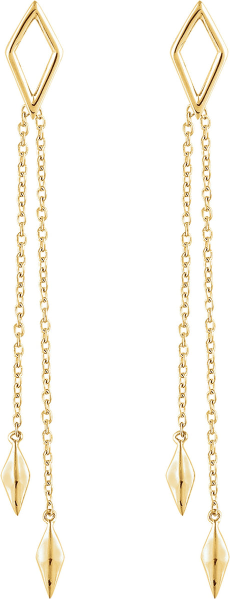 14K Yellow Geometric Chain Earrings