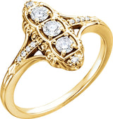 14K Yellow 1/3 CTW Natural Diamond Vintage-Inspired Ring 