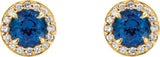 14K Yellow Gold 4 mm Natural Blue Sapphire & 1/10 CTW Natural Diamond Earrings