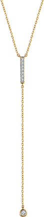 14K Yellow Gold 1/8 CTW Natural Diamond Bar 16-18" Y Necklace