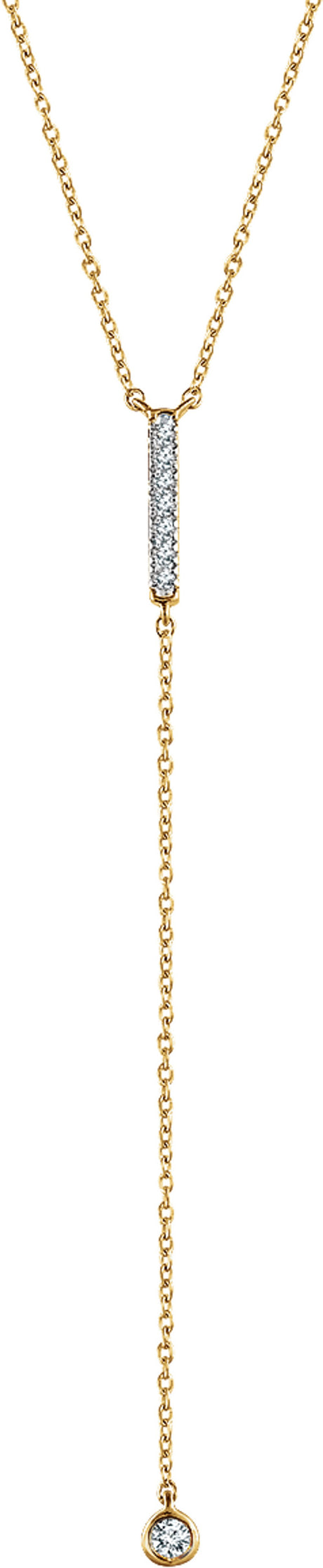 14K Yellow Gold 1/8 CTW Natural Diamond Bar 16-18" Y Necklace