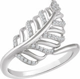 14K White Gold 1/5 CTW Natural Diamond Leaf Ring