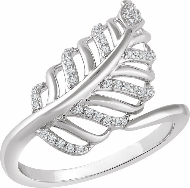 14K White Gold 1/5 CTW Natural Diamond Leaf Ring