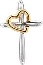 14K White & Yellow Cross with Heart Pendant