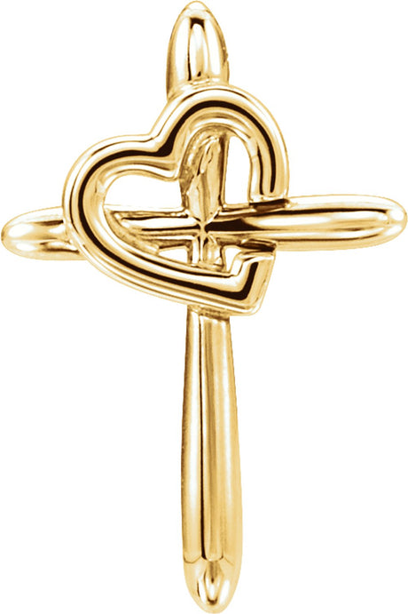 14K Yellow Cross with Heart Pendant