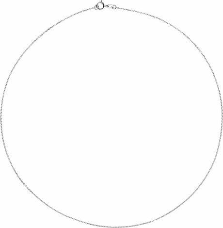 14K White Gold 1 mm Cable 16" Chain