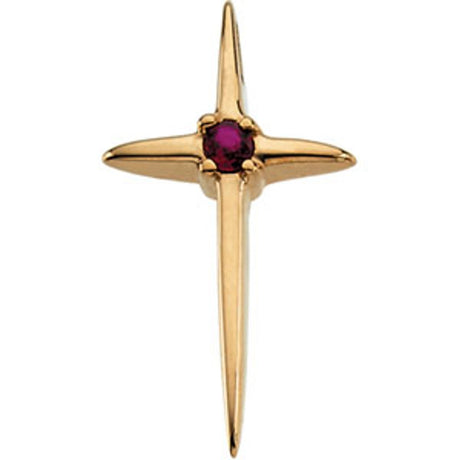 14K Yellow Natural Ruby Cross Pendant