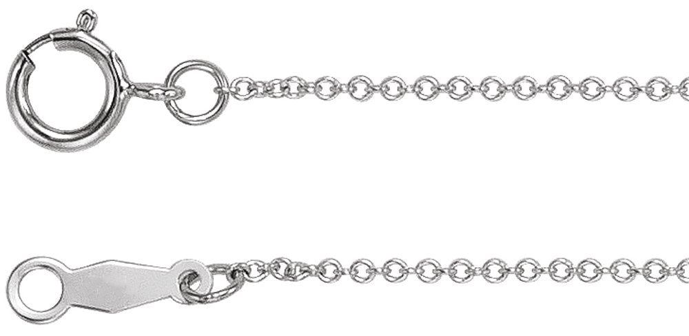 Rhodium-Plated Sterling Silver 1 mm Cable 24" Chain