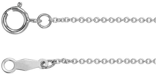 Rhodium-Plated Sterling Silver 1 mm Cable 20" Chain