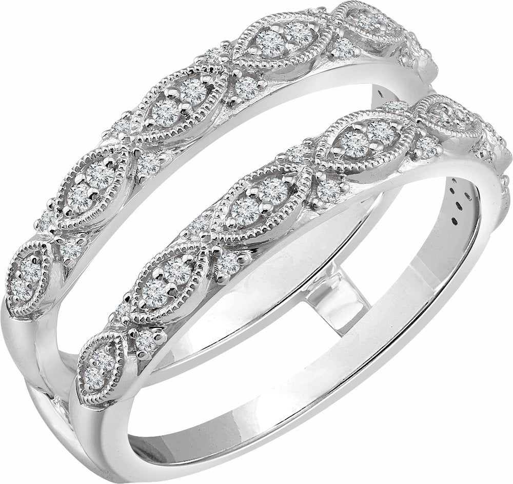 14K White 1/4 CTW Natural Diamond Ring Guard