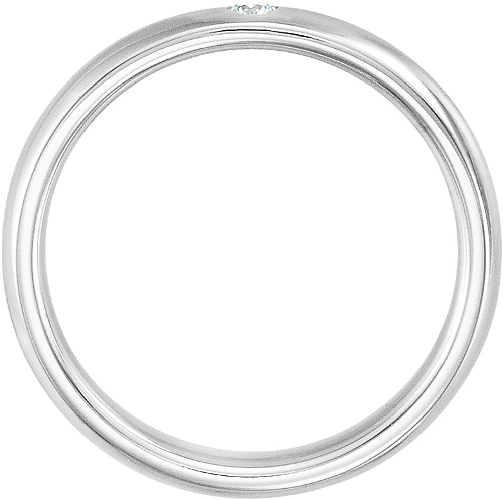 14K White .06 CT Natural Diamond Gypsy-Set Comfort-Fit Band Size 6