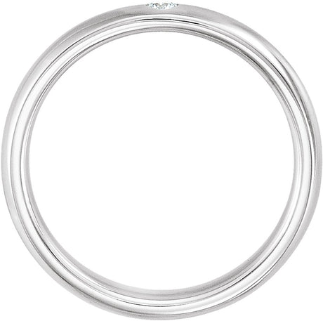 14K White .06 CT Natural Diamond Gypsy-Set Comfort-Fit Band Size 6