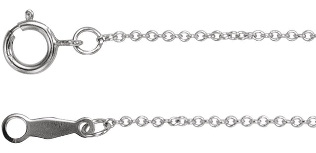 Rhodium-Plated Sterling Silver 1 mm Adjustable Cable 16-18" Chain