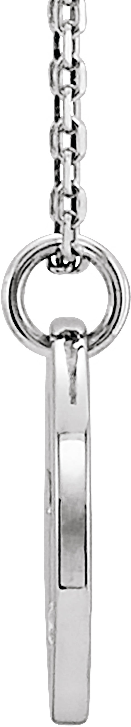 Sterling Silver Imitation Emerald Pierced Cross Disc 16-18" Necklace