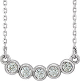 14K White 1/3 CTW Lab-Grown Diamond Bar 16-18" Necklace