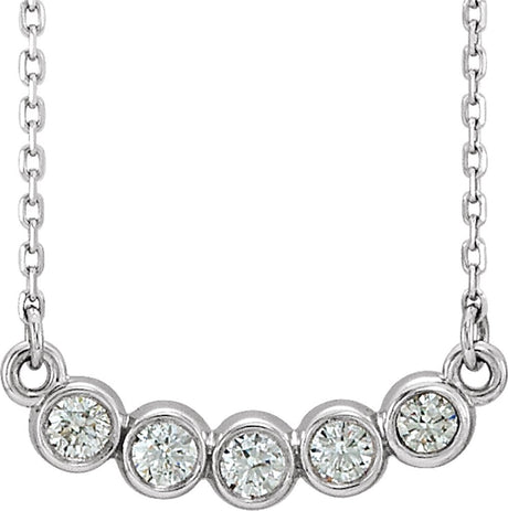 14K White 1/3 CTW Lab-Grown Diamond Bar 16-18" Necklace