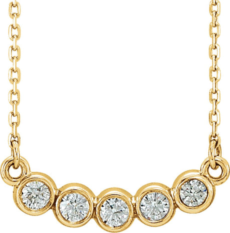 14K Yellow Gold  1/3 CTW Natural Diamond Bezel-Set 16-18" Necklace