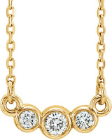 14K Yellow Gold 1/8 CTW Natural Diamond Three-Stone 16-18" Necklace