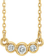 14K Yellow Gold 1/8 CTW Natural Diamond Three-Stone 16-18" Necklace