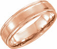 14K Rose 6 mm Milgrain Edge Comfort-Fit Flat Band Size 10