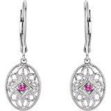 Sterling Silver Natural Ruby Lever Back Earrings