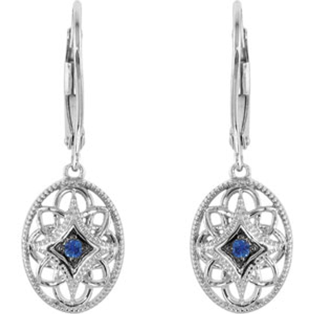 Sterling Silver Natural Blue Sapphire Lever Back Earrings