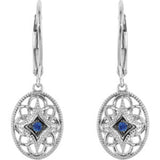 Sterling Silver Natural Blue Sapphire Lever Back Earrings