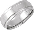 14K White 7 mm Flat Edge Band Size 8.5 